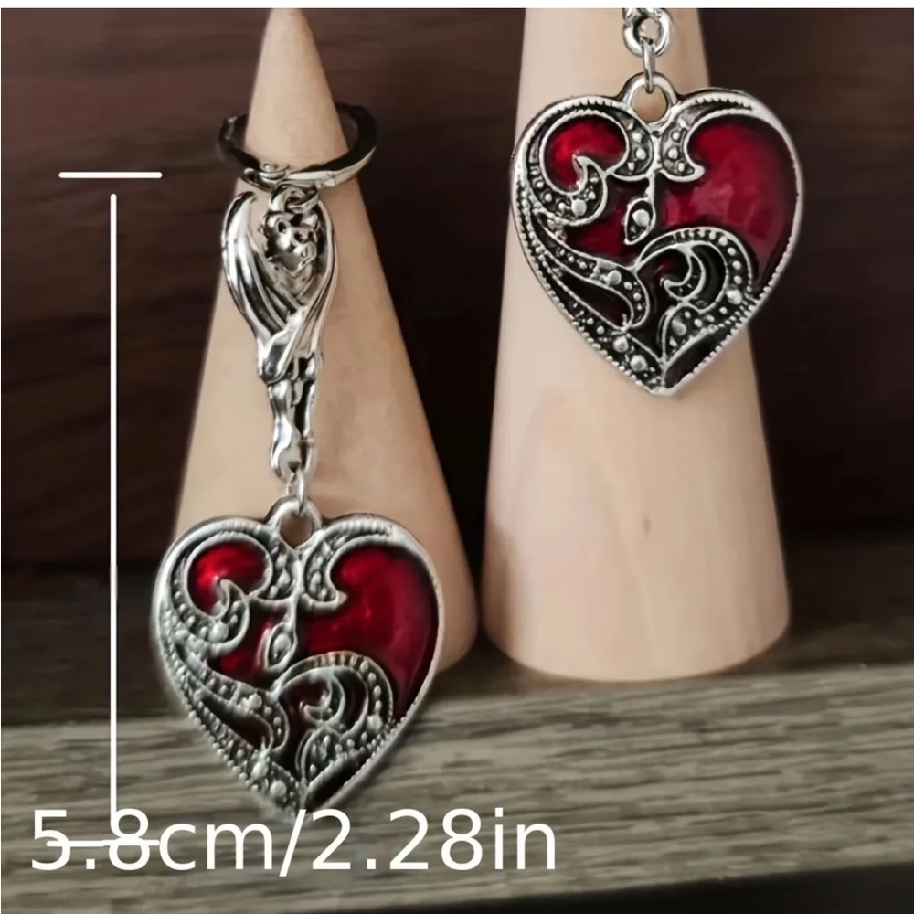 1 Pair Gothic Bat Heart Love Shape Pendant Round Buckle Silver Plated Earrings - Picture 4 of 12